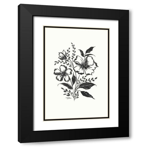Josephine Floral Black Modern Wood Framed Art Print with Double Matting by Norman, Michele