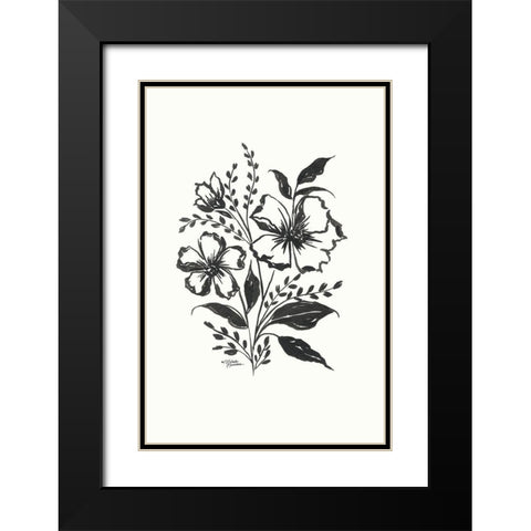 Josephine Floral Black Modern Wood Framed Art Print with Double Matting by Norman, Michele