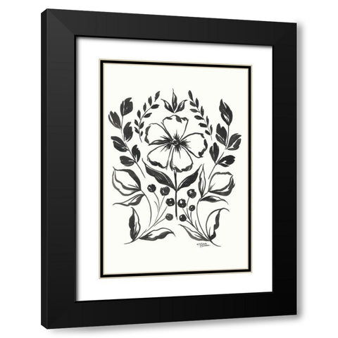Gracie Floral Black Modern Wood Framed Art Print with Double Matting by Norman, Michele
