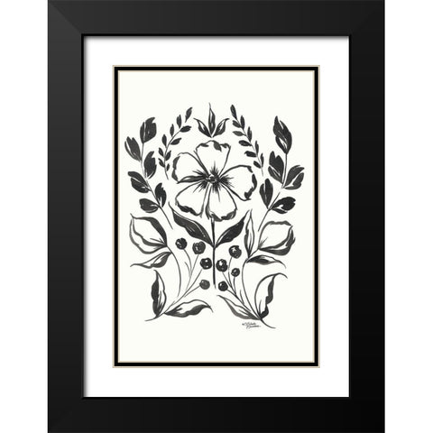 Gracie Floral Black Modern Wood Framed Art Print with Double Matting by Norman, Michele