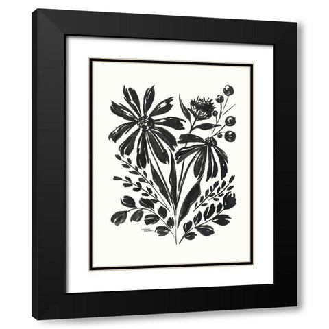 Daisy Garden #2 Black Modern Wood Framed Art Print with Double Matting by Norman, Michele
