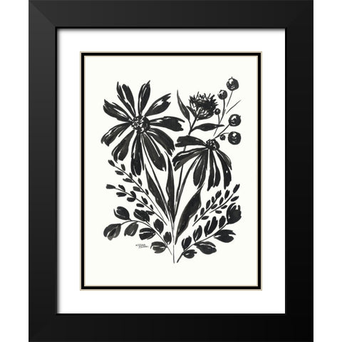 Daisy Garden #2 Black Modern Wood Framed Art Print with Double Matting by Norman, Michele