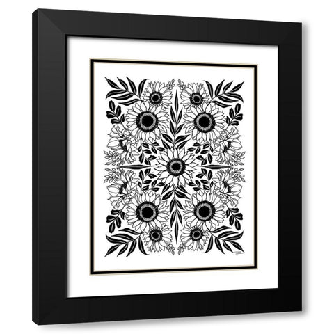 Sunflower Medley Black Modern Wood Framed Art Print with Double Matting by Norman, Michele