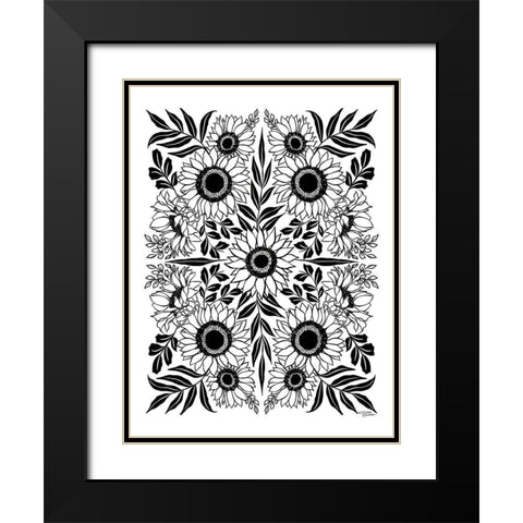 Sunflower Medley Black Modern Wood Framed Art Print with Double Matting by Norman, Michele