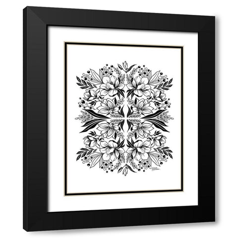 Magnolia Medley Black Modern Wood Framed Art Print with Double Matting by Norman, Michele