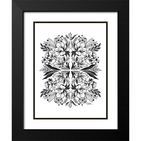 Magnolia Medley Black Modern Wood Framed Art Print with Double Matting by Norman, Michele