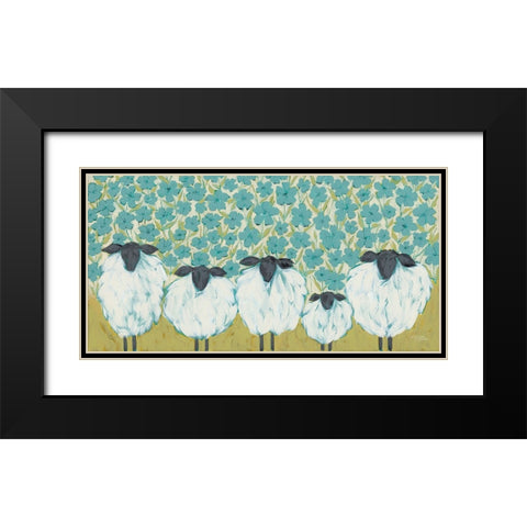 Floral Flock I Black Modern Wood Framed Art Print with Double Matting by Norman, Michael