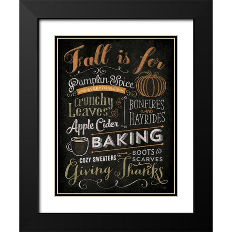 Fall is For Black Modern Wood Framed Art Print with Double Matting by Mollie B.