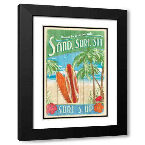 Surfs Up Black Modern Wood Framed Art Print with Double Matting by Mollie B.