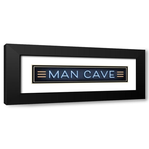 Neon Man Cave Black Modern Wood Framed Art Print with Double Matting by Mollie B.