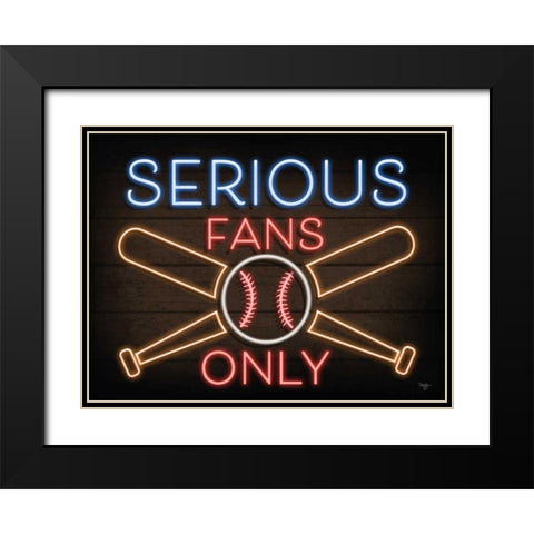 Neon Baseball Fans Black Modern Wood Framed Art Print with Double Matting by Mollie B.