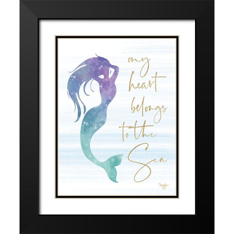 My Heart Belongs to the Sea Black Modern Wood Framed Art Print with Double Matting by Mollie B.