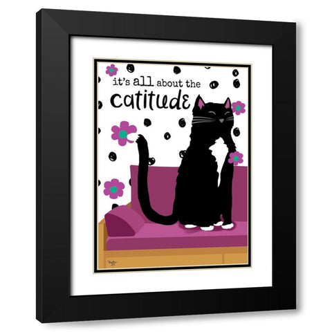 Its All About the Cattitude Black Modern Wood Framed Art Print with Double Matting by Mollie B.