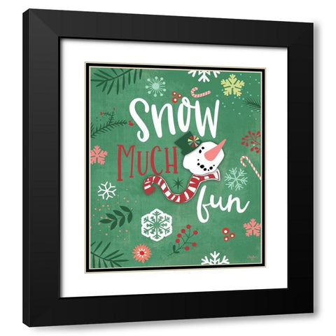Snow Much Fun Black Modern Wood Framed Art Print with Double Matting by Mollie B.