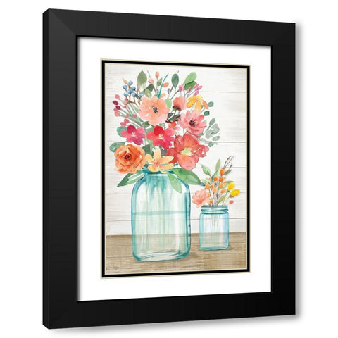 Country Floral Still Life Black Modern Wood Framed Art Print with Double Matting by Mollie B.