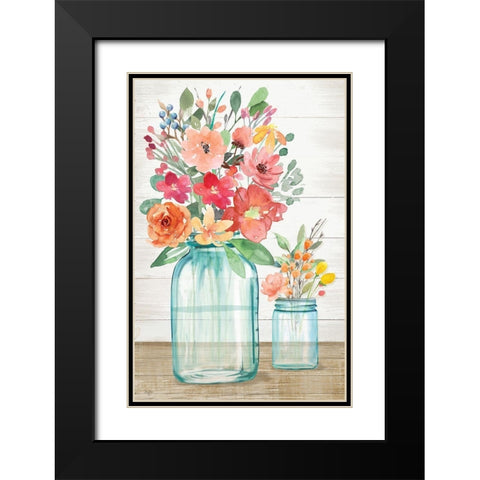 Country Floral Still Life Black Modern Wood Framed Art Print with Double Matting by Mollie B.