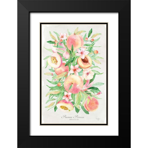 Peach Bouquet Black Modern Wood Framed Art Print with Double Matting by Mollie B.