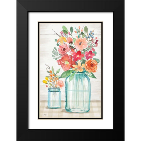 Blossom Beauties Black Modern Wood Framed Art Print with Double Matting by Mollie B.