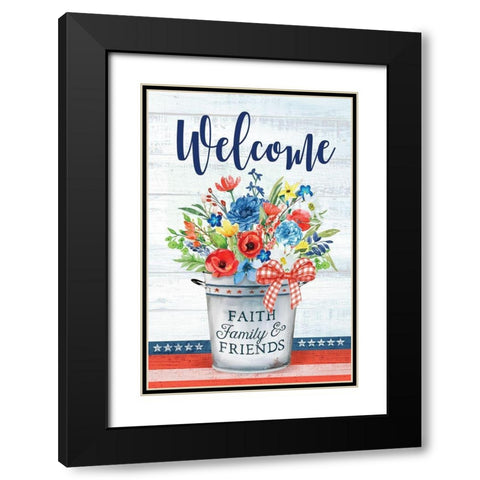 Patriotic Flowers Black Modern Wood Framed Art Print with Double Matting by Mollie B.
