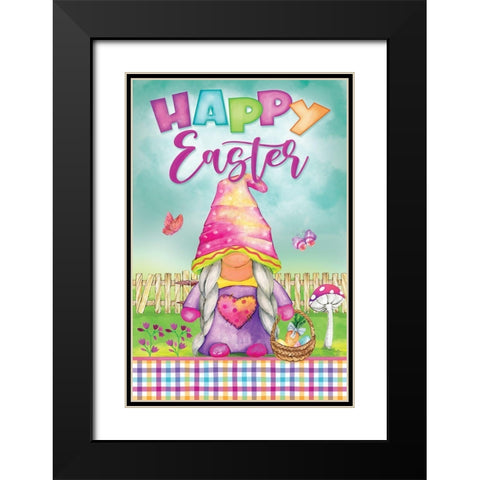 Easter Gnome Black Modern Wood Framed Art Print with Double Matting by Mollie B.