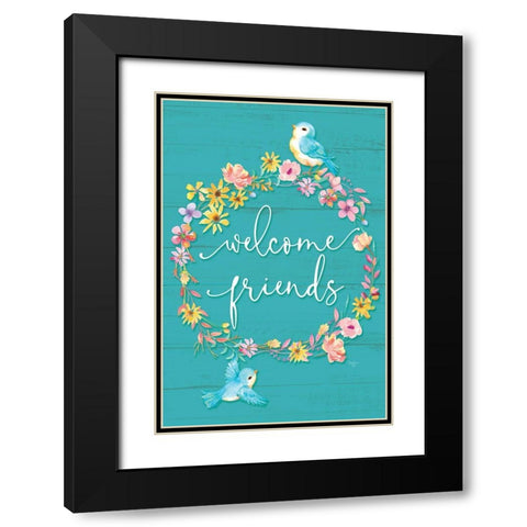 Welcome Spring Family Black Modern Wood Framed Art Print with Double Matting by Mollie B.