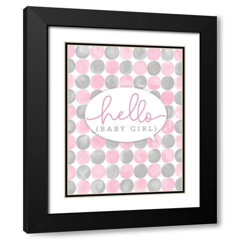 Hello Baby Girl Black Modern Wood Framed Art Print with Double Matting by Mollie B.