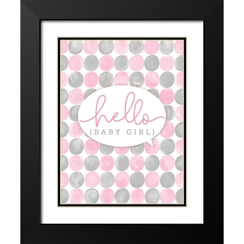 Hello Baby Girl Black Modern Wood Framed Art Print with Double Matting by Mollie B.