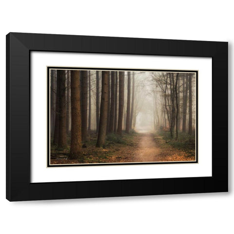 Quiet Black Modern Wood Framed Art Print with Double Matting by Podt, Martin