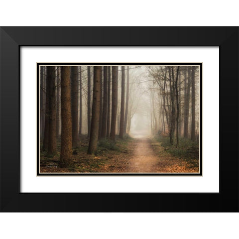 Quiet Black Modern Wood Framed Art Print with Double Matting by Podt, Martin