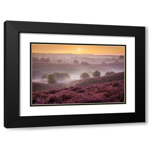 Sunrise Layers Black Modern Wood Framed Art Print with Double Matting by Podt, Martin