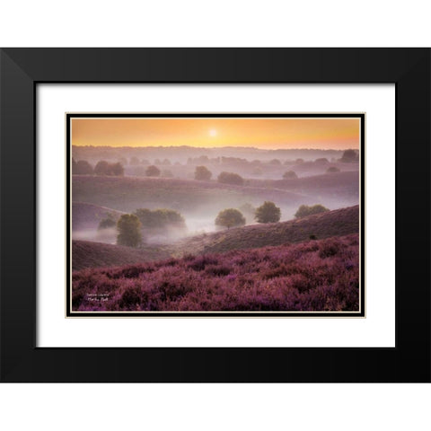 Sunrise Layers Black Modern Wood Framed Art Print with Double Matting by Podt, Martin