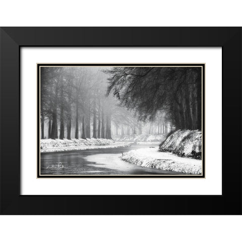 Winter River Black Modern Wood Framed Art Print with Double Matting by Podt, Martin