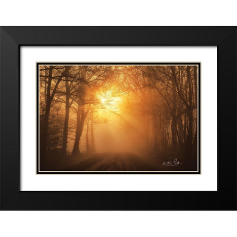 Misty Sunrise Black Modern Wood Framed Art Print with Double Matting by Podt, Martin