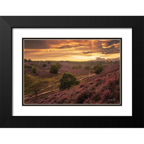 Just a Sunset in the Netherlands Black Modern Wood Framed Art Print with Double Matting by Podt, Martin