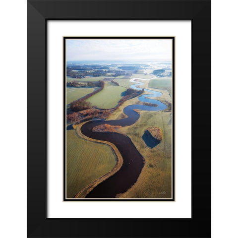 Flat Country from Above Black Modern Wood Framed Art Print with Double Matting by Podt, Martin
