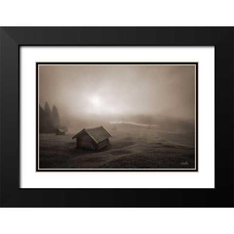 Misty Morning Sunrise     Black Modern Wood Framed Art Print with Double Matting by Podt, Martin