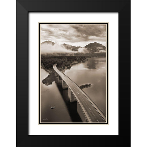 This way to the Mountains     Black Modern Wood Framed Art Print with Double Matting by Podt, Martin