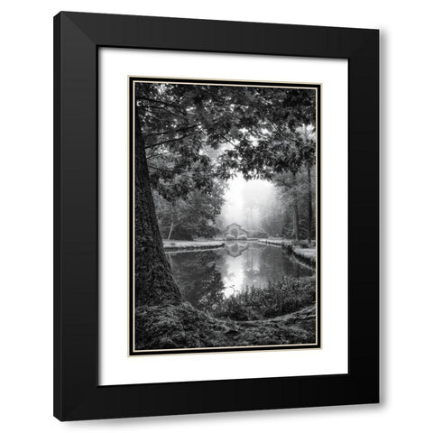Cabin in the Woods Black Modern Wood Framed Art Print with Double Matting by Podt, Martin
