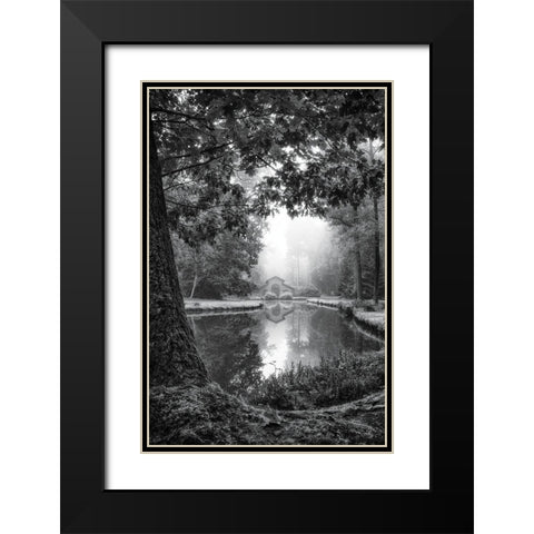 Cabin in the Woods Black Modern Wood Framed Art Print with Double Matting by Podt, Martin