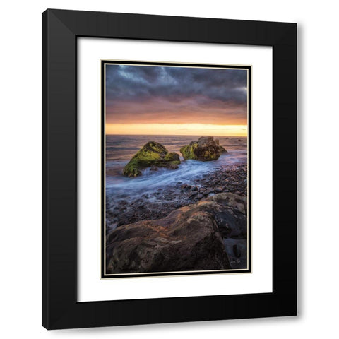 Rock Solid Black Modern Wood Framed Art Print with Double Matting by Podt, Martin