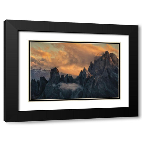 Dramatic Sunset in the Dolomites  Black Modern Wood Framed Art Print with Double Matting by Podt, Martin