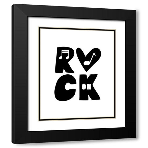 Rock On Black Modern Wood Framed Art Print with Double Matting by Masey St. Studios