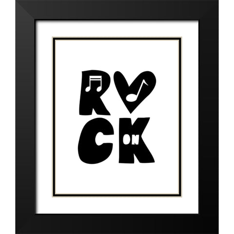 Rock On Black Modern Wood Framed Art Print with Double Matting by Masey St. Studios