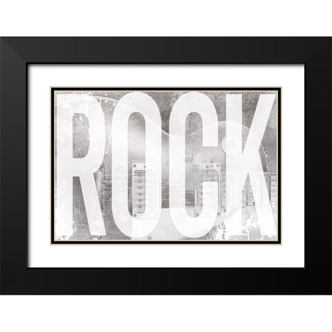 Grungy Rock Black Modern Wood Framed Art Print with Double Matting by Masey St. Studios