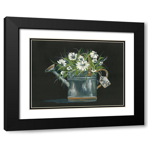 Watering Can Daisy Black Modern Wood Framed Art Print with Double Matting by Norkus, Julie