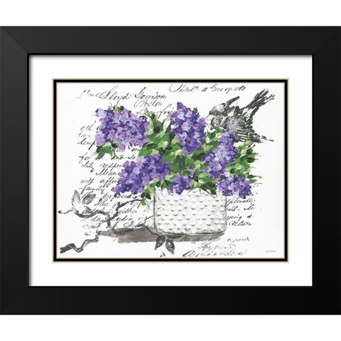 Hobnail Lilac Bird Black Modern Wood Framed Art Print with Double Matting by Norkus, Julie