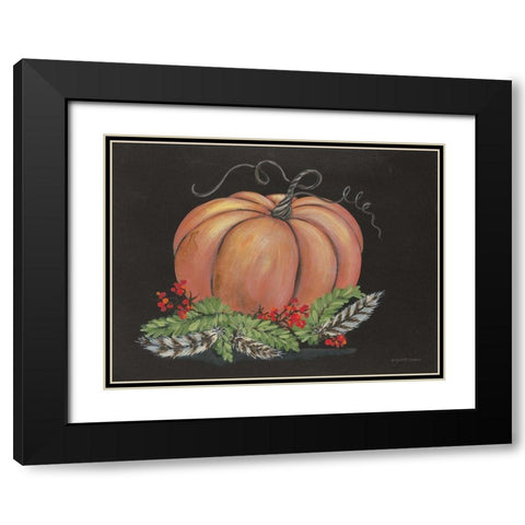 Pumpkin and Feathers Black Modern Wood Framed Art Print with Double Matting by Norkus, Julie