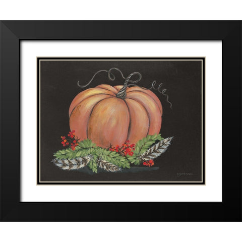 Pumpkin and Feathers Black Modern Wood Framed Art Print with Double Matting by Norkus, Julie