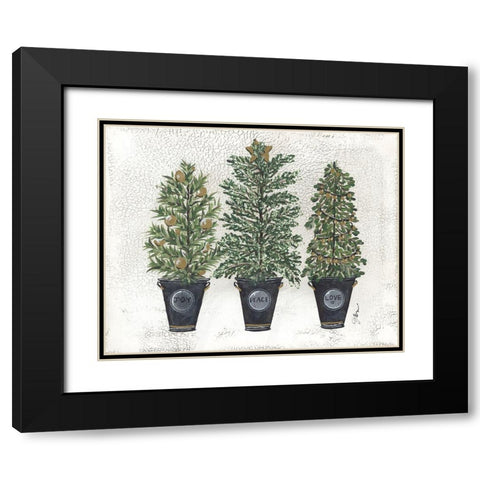 Joy-Peace and Love Tree Trio Black Modern Wood Framed Art Print with Double Matting by Norkus, Julie