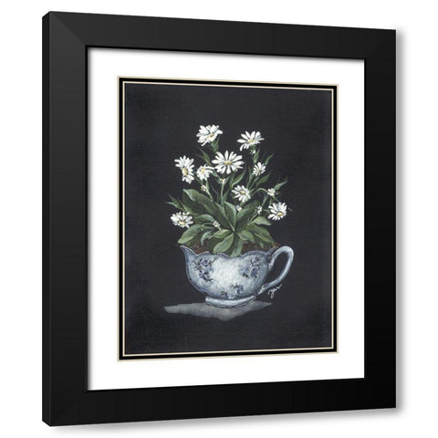 Tea Cup Daisies Black Modern Wood Framed Art Print with Double Matting by Norkus, Julie